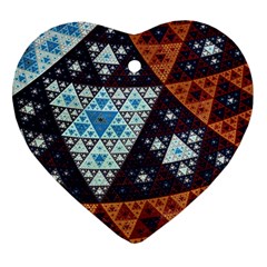 Fractal Triangle Geometric Abstract Pattern Heart Ornament (two Sides)