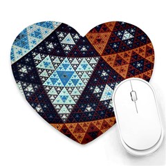 Fractal Triangle Geometric Abstract Pattern Heart Mousepad by Cemarart