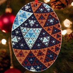 Fractal Triangle Geometric Abstract Pattern Uv Print Acrylic Ornament Oval by Cemarart