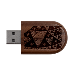 Fractal Triangle Geometric Abstract Pattern Wood Oval Usb Flash Drive by Cemarart