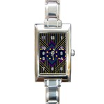 Line Square Pattern Violet Blue Yellow Design Rectangle Italian Charm Watch Front