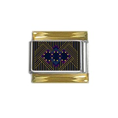 Line Square Pattern Violet Blue Yellow Design Gold Trim Italian Charm (9mm) by Ravend