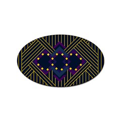 Line Square Pattern Violet Blue Yellow Design Sticker (oval) by Ravend