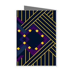 Line Square Pattern Violet Blue Yellow Design Mini Greeting Cards (pkg Of 8)