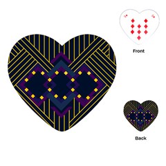 Line Square Pattern Violet Blue Yellow Design Playing Cards Single Design (heart)