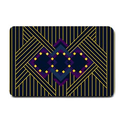 Line Square Pattern Violet Blue Yellow Design Small Doormat by Ravend