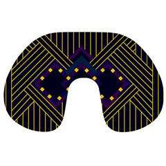 Line Square Pattern Violet Blue Yellow Design Travel Neck Pillow by Ravend