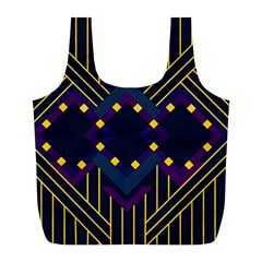 Line Square Pattern Violet Blue Yellow Design Full Print Recycle Bag (l) by Ravend