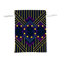 Line Square Pattern Violet Blue Yellow Design Lightweight Drawstring Pouch (l) by Ravend