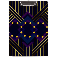 Line Square Pattern Violet Blue Yellow Design A4 Acrylic Clipboard by Ravend