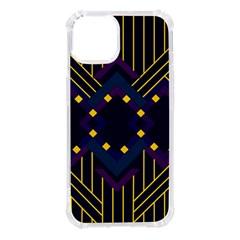 Line Square Pattern Violet Blue Yellow Design Iphone 14 Tpu Uv Print Case by Ravend