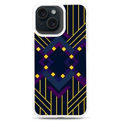 Line Square Pattern Violet Blue Yellow Design Iphone 15 Plus Tpu Uv Print Case by Ravend