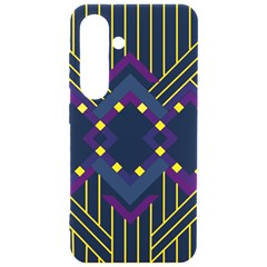 Line Square Pattern Violet Blue Yellow Design Samsung Galaxy S24 6 2 Inch Black Tpu Uv Case