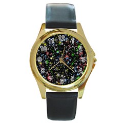 Universe Star Planet Galaxy Round Gold Metal Watch by Ravend