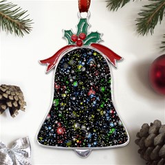 Universe Star Planet Galaxy Metal Holly Leaf Bell Ornament