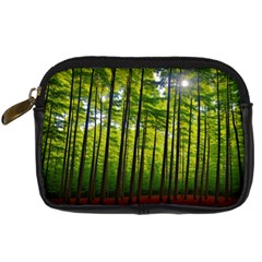 Green Forest Jungle Trees Nature Sunny Digital Camera Leather Case by Ravend