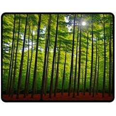 Green Forest Jungle Trees Nature Sunny Two Sides Fleece Blanket (medium) by Ravend