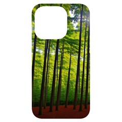 Green Forest Jungle Trees Nature Sunny Iphone 14 Pro Black Uv Print Case by Ravend