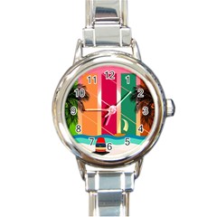 Digital Graphic Clip Art Beach Round Italian Charm Watch by Proyonanggan