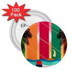 Digital Graphic Clip Art Beach 2.25  Buttons (100 pack)  Front