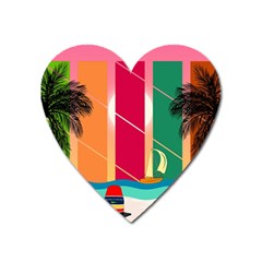 Digital Graphic Clip Art Beach Heart Magnet by Proyonanggan