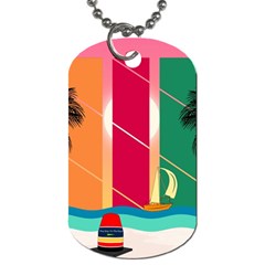 Digital Graphic Clip Art Beach Dog Tag (one Side)