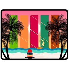 Digital Graphic Clip Art Beach Fleece Blanket (large) by Proyonanggan