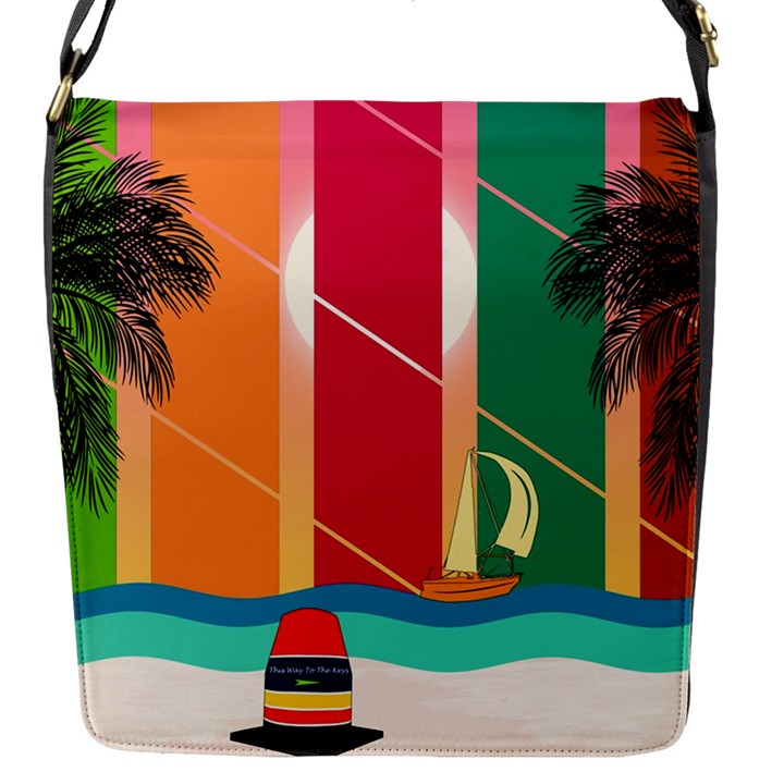 Digital Graphic Clip Art Beach Flap Closure Messenger Bag (S)