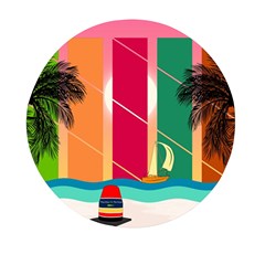 Digital Graphic Clip Art Beach Mini Round Pill Box by Proyonanggan