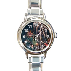 Firework Fireworks Display Lake Round Italian Charm Watch by Proyonanggan