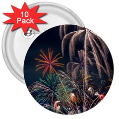 Firework Fireworks Display Lake 3  Buttons (10 Pack)  by Proyonanggan