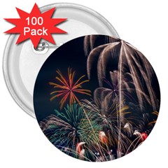 Firework Fireworks Display Lake 3  Buttons (100 Pack)  by Proyonanggan