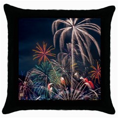 Firework Fireworks Display Lake Throw Pillow Case (black) by Proyonanggan