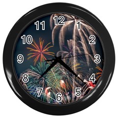 Firework Fireworks Display Lake Wall Clock (black) by Proyonanggan