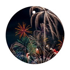 Firework Fireworks Display Lake Round Ornament (two Sides) by Proyonanggan