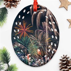 Firework Fireworks Display Lake Ornament (oval Filigree)