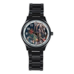 Firework Fireworks Display Lake Stainless Steel Round Watch by Proyonanggan