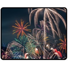 Firework Fireworks Display Lake Two Sides Fleece Blanket (medium) by Proyonanggan