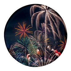 Firework Fireworks Display Lake Round Glass Fridge Magnet (4 Pack) by Proyonanggan