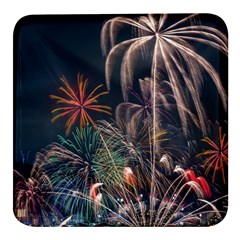 Firework Fireworks Display Lake Square Glass Fridge Magnet (4 Pack) by Proyonanggan