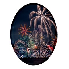 Firework Fireworks Display Lake Oval Glass Fridge Magnet (4 Pack) by Proyonanggan