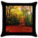 Forest Woods Autumn Nature Throw Pillow Case (Black) Front