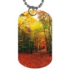 Forest Woods Autumn Nature Dog Tag (one Side) by Proyonanggan