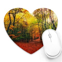 Forest Woods Autumn Nature Heart Mousepad by Proyonanggan