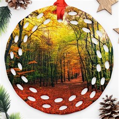 Forest Woods Autumn Nature Round Filigree Ornament (two Sides)