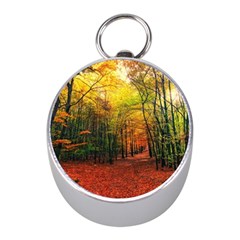 Forest Woods Autumn Nature Mini Silver Compasses by Proyonanggan