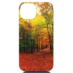 Forest Woods Autumn Nature Iphone 14 Black Uv Print Case by Proyonanggan