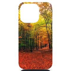 Forest Woods Autumn Nature Iphone 14 Pro Black Uv Print Case by Proyonanggan