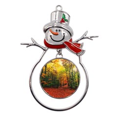 Forest Woods Autumn Nature Metal Snowman Ornament by Proyonanggan