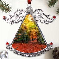 Forest Woods Autumn Nature Metal Angel With Crystal Ornament